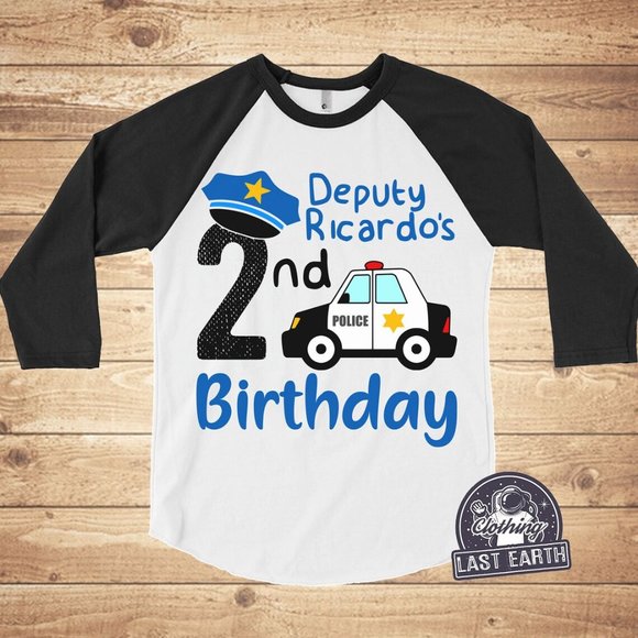Police Birthday Party Shirt Personalized Boys Girls Birthday Gifts Cop Present - Picture 1 of 2